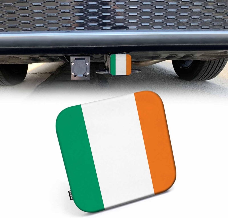 Beabes Ireland Flag Trailer Hitch Tube Cover Plug Cap, Irish National Flag Lightweight Hitch Covers Protector Tow Hitch Cover Plug Cap Receiver Hitch Accessories 2 Inch - Image 1